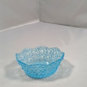 VTG Brilliant Ice Blue 5" Daisy and Button Bowl With Scallop Edge